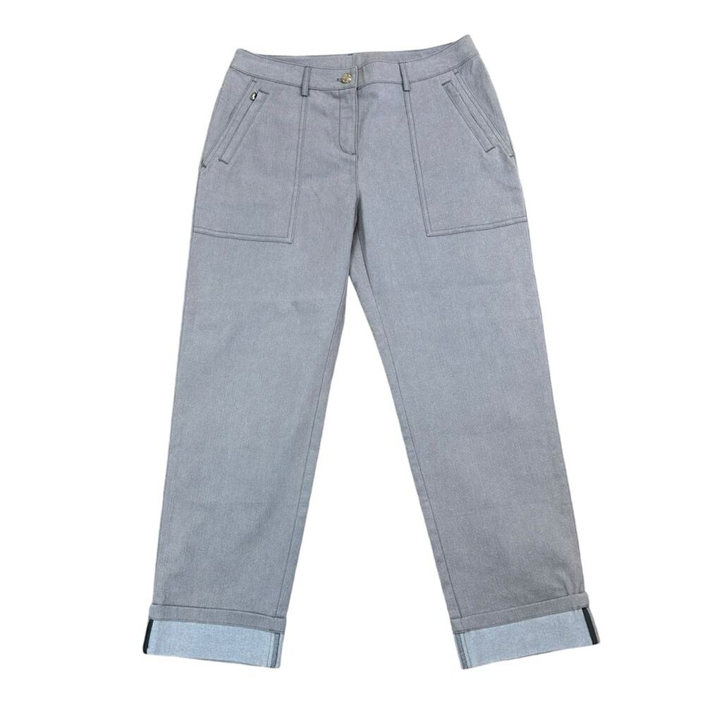 St John Cuffed Cropped Mid Rise Straight Pants Gray Size 8